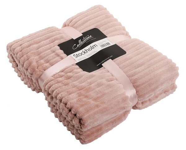 Růžový plyšový pléd Stockholm old pink - 150*200 cm - Collectione