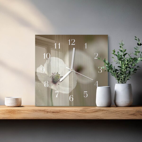 Skleněné hodiny Mák zskb-30x30-00083622