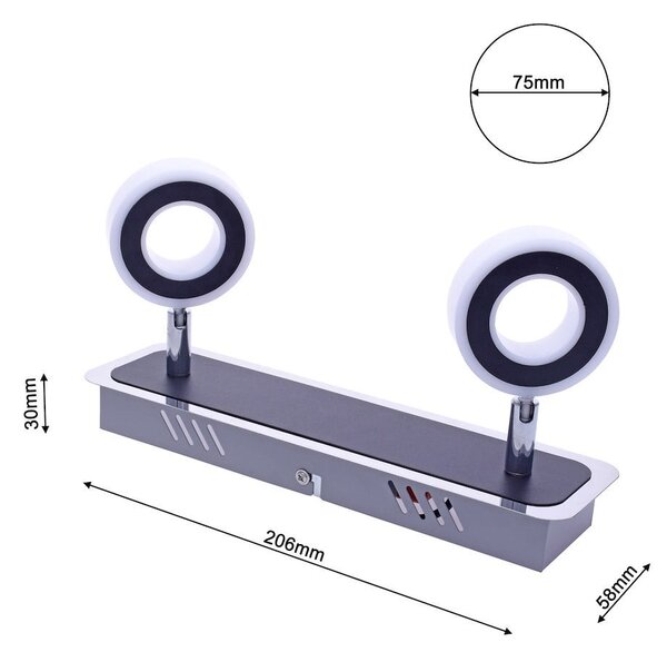 Bodové LED svítidlo Sole, 2x LED 10w, 4000k, ch/b