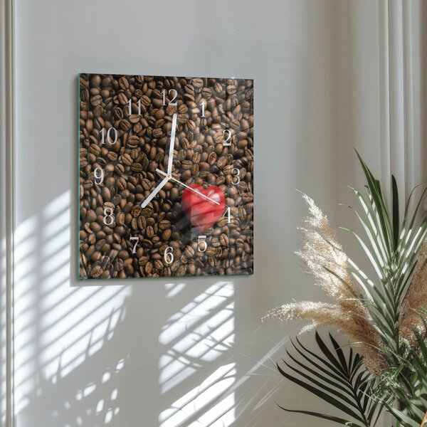 Skleněné hodiny Kávová zrna zskb-30x30-00086801