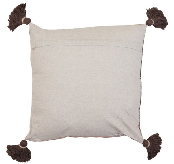 Hnědý károvaný polštář Araza old brown se střapci - 45*45 cm - Light & Living