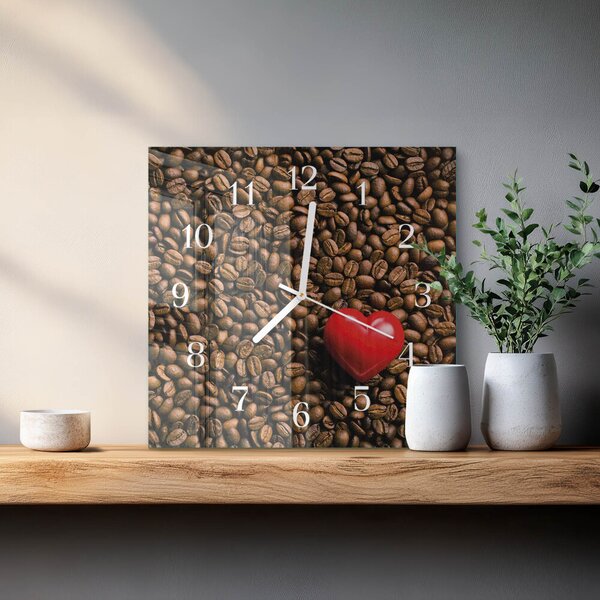 Skleněné hodiny Kávová zrna zskb-30x30-00086801