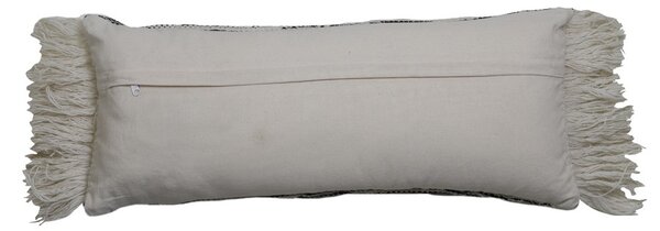 Bílo-černý polštář Rimago s ornamenty a třásněmi - 70*30 cm - Light & Living