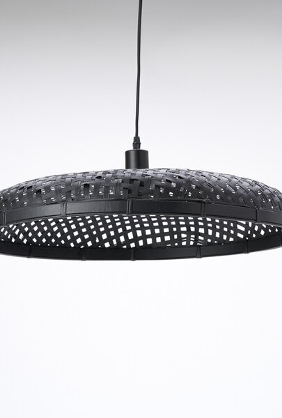 Černé ratanové světlo Paloma s výpletem - Ø 60*9cm / E27 - Light & Living