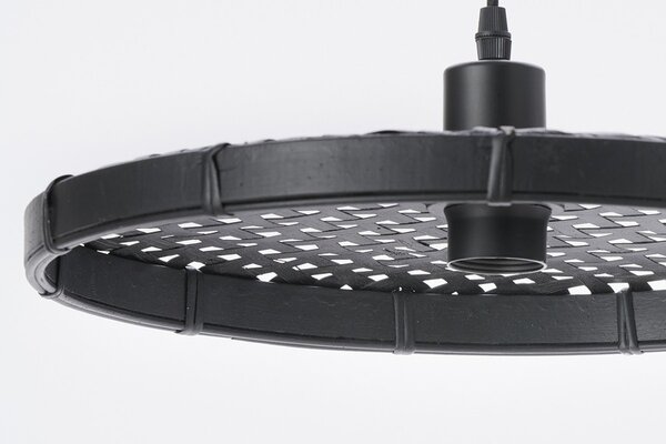 Černé ratanové světlo Paloma s výpletem - Ø 40*3cm / E27 - Light & Living