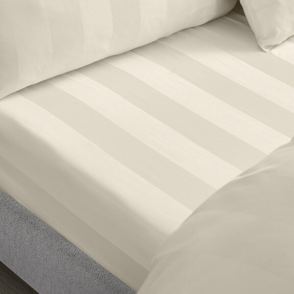 Krémové napínací saténové prostěradlo 90x190 cm So Soft Satin Stripe – Catherine Lansfield