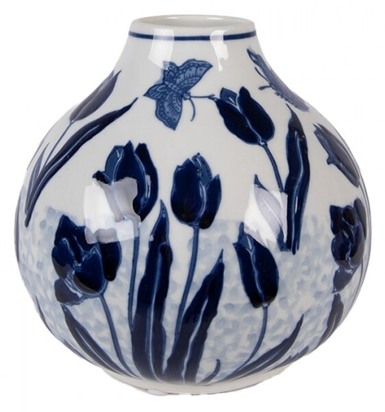 Keramická váza s modrými tulipány Delft – 16x16 cm