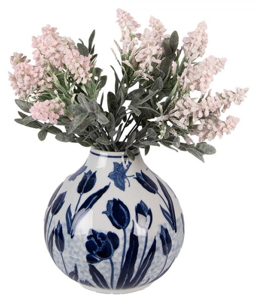 Keramická váza s modrými tulipány Delft – 16x16 cm