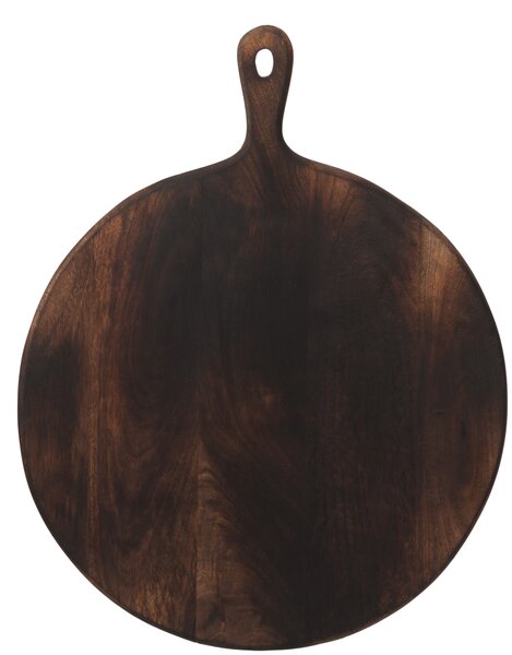 Tmavě hnědé kulaté prkénko s rukojetí - 50,5*39,8*1,7 cm - J-Line by Jolipa