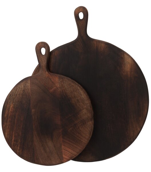 Tmavě hnědé kulaté prkénko s rukojetí - 50,5*39,8*1,7 cm - J-Line by Jolipa