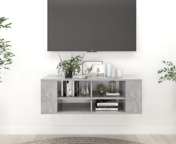 Nástěnná TV skříňka betonově šedá 102 x 35 x 35 cm dřevotříska