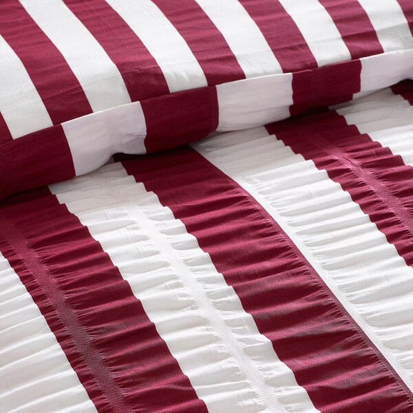 Tmavě fialové povlečení na jednolůžko 135x200 cm Seersucker Frill Stripe – Catherine Lansfield
