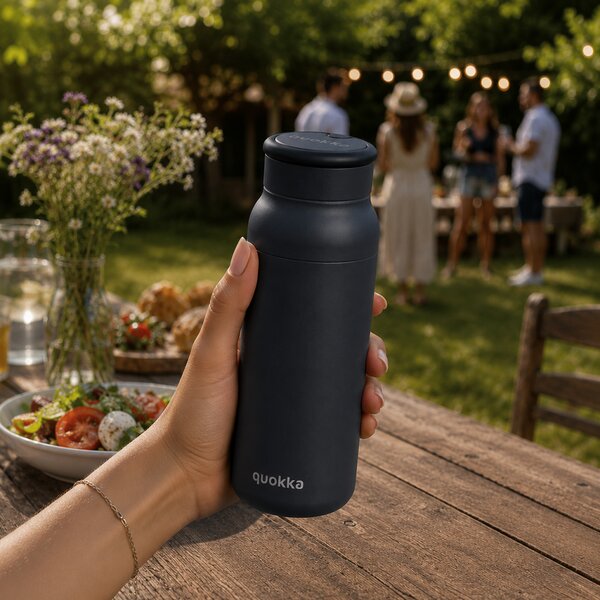 Nerezová termoláhev s poutkem Echo, 690ml, Quokka, černá
