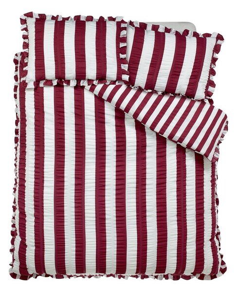 Tmavě fialové povlečení na jednolůžko 135x200 cm Seersucker Frill Stripe – Catherine Lansfield