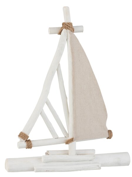 Bílo hnědá dřevěná dekorativní loďka - 45,5*8,5*59 cm - J-Line by Jolipa