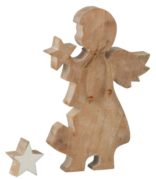 Dřevěný anděl s vyndavací hvězdou - 18*4*29cm - J-Line by Jolipa