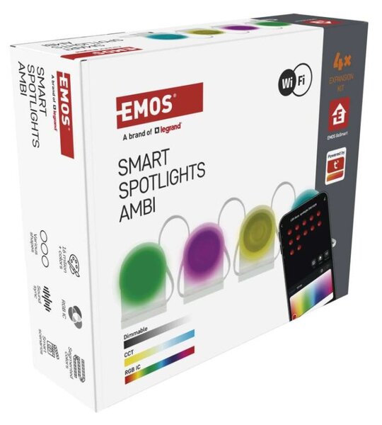 EMOS GoSmart LED bodové svítidlo - řetěz 85 cm, 4 díly, 7 W, RGBIC+CCT, stmívatelné, WiFi 1555154000