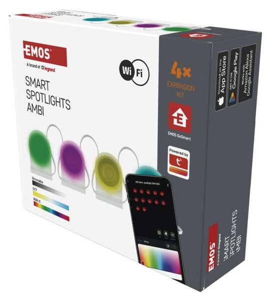 EMOS GoSmart LED bodové svítidlo - řetěz 85 cm, 4 díly, 7 W, RGBIC+CCT, stmívatelné, WiFi 1555154000