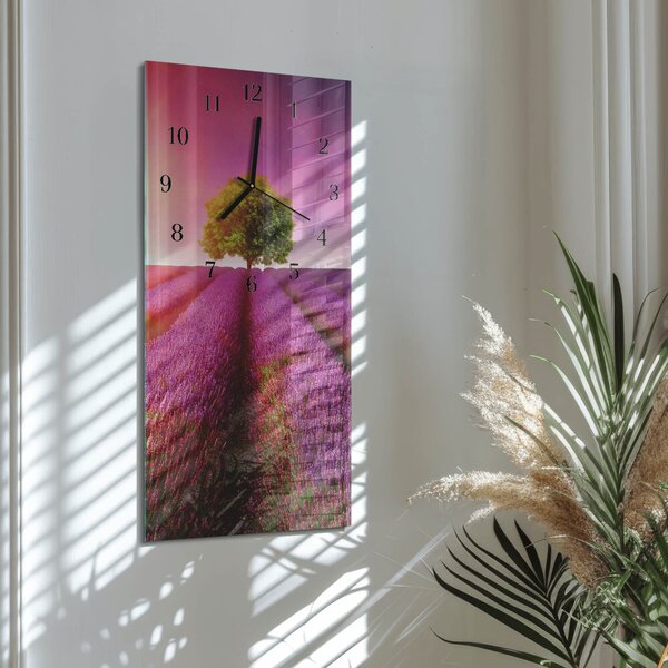 Skleněné hodiny vertikální Levandulový strom zsppc-30x60-00171575
