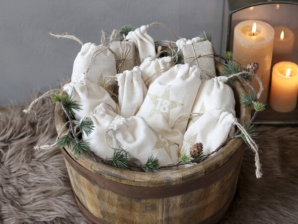 Adventní kalendář - 24ks pytlíčků - 9,5*14,5 cm - Chic Antique