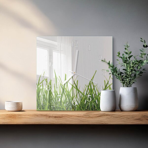 Skleněné hodiny Tráva zskb-30x30-00082965