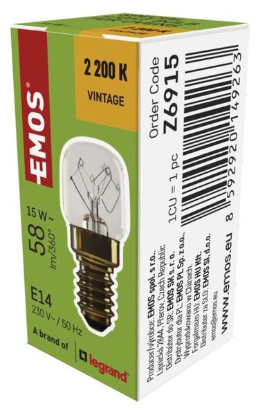 EMOS Žárovka do pečicí trouby T22 / E14 / 15 W / 58 lm / 300 °C