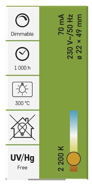 EMOS Žárovka do pečicí trouby T22 / E14 / 15 W / 58 lm / 300 °C