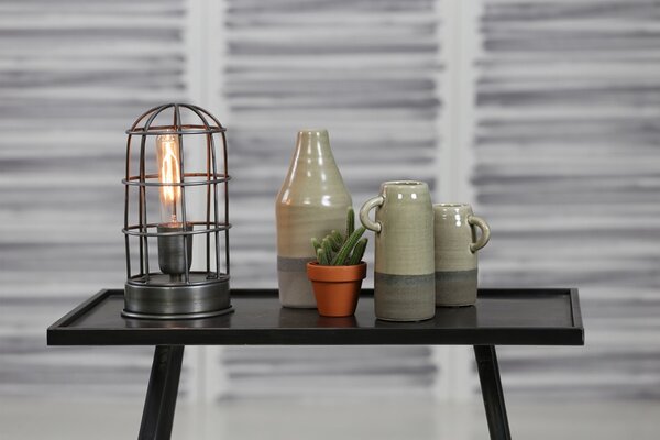 Šedá kovová stolní lampa Carandira - Ø14*25cm / E27 - Light & Living