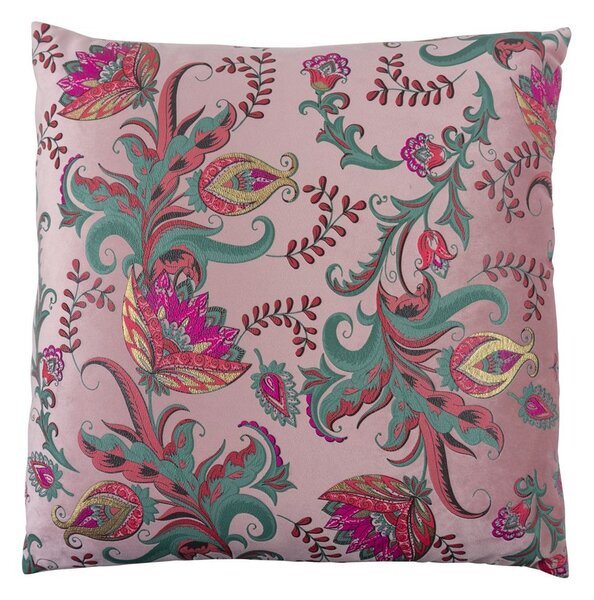 Růžový čtvercový polštář s květy Paisley - 45*45*15cm - Mars & More