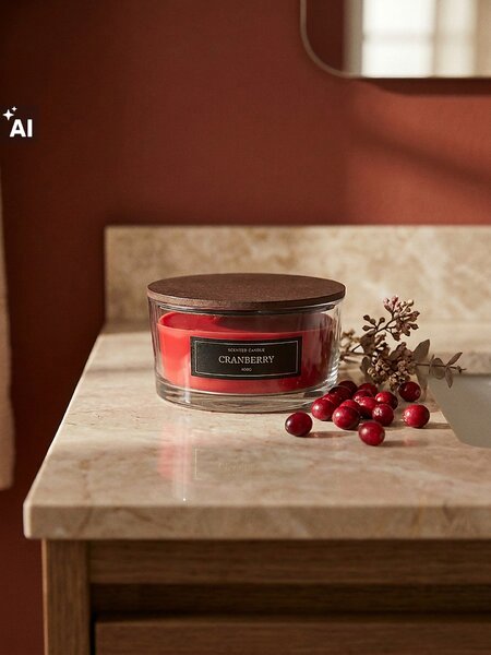 Sinsay - Vonná svíčka s dřevěným knotem Cranberry - burgundy