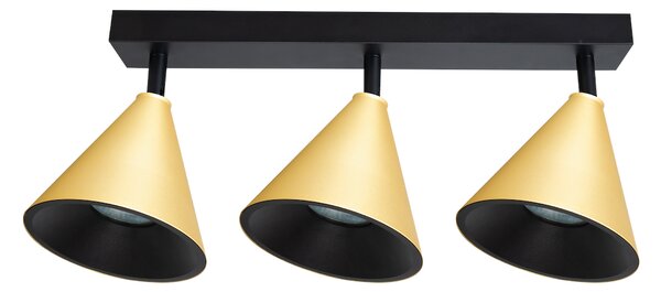 Bodové svítidlo Cone, 3x zlaté/černé kovové stínítko, b