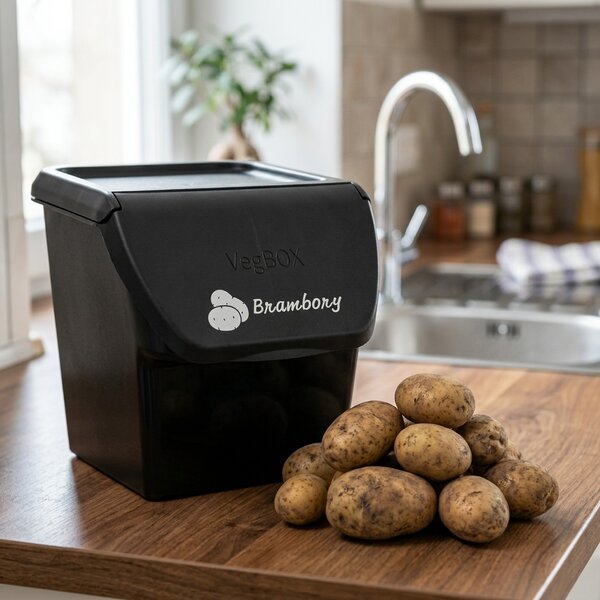 VILDE Úložný box na brambory a cibuli s větráním, VEGBOX černý (14l - 5-8kg brambor)