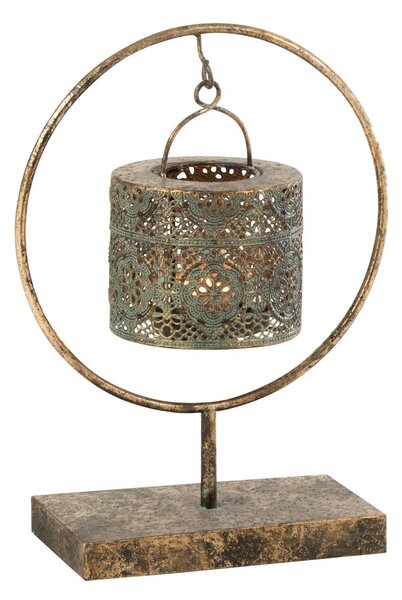 Měděný kovový svícen antik na podstavci Tanty - 25*12*34cm - J-Line by Jolipa