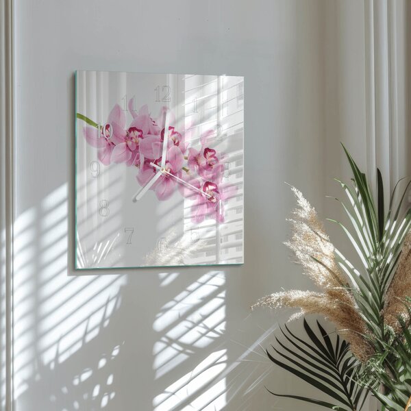 Skleněné hodiny Orchidej zskb-30x30-00084103