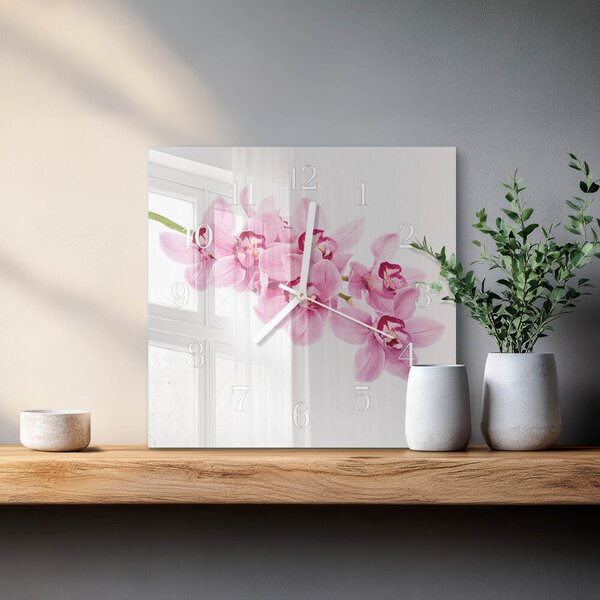 Skleněné hodiny Orchidej zskb-30x30-00084103
