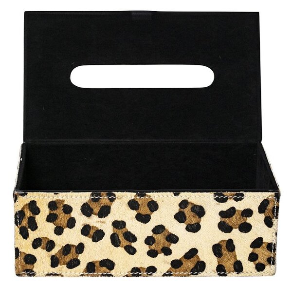 Kožený zásobník na papírové kapesníky Leopard - 25*14*9 cm - Mars & More