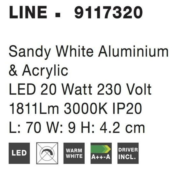 NOVA LUCE nástěnné svítidlo LINE bílý hliník a akryl LED 20W 230V 3000K IP20 9117320