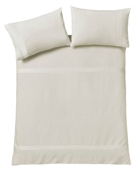 Krémové povlečení na jednolůžko 135x200 cm Pintuck Easy Iron Percale – Catherine Lansfield