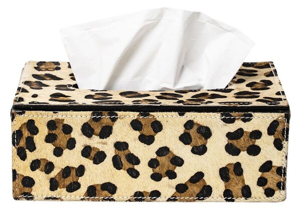 Kožený zásobník na papírové kapesníky Leopard - 25*14*9 cm - Mars & More