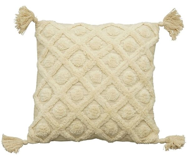 Béžový bavlněný polštář se střapci Kissen - 45*45cm - Exner