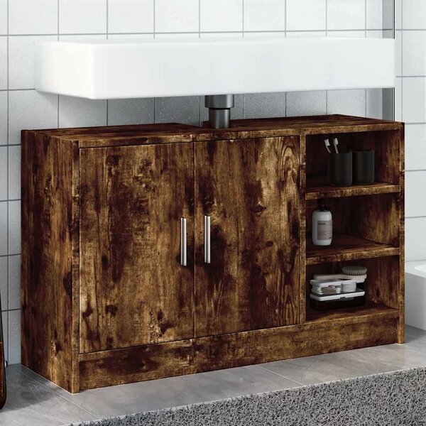 Skříňka pod umyvadlo kouřový dub 90x29x55 cm kompozitní dřevo