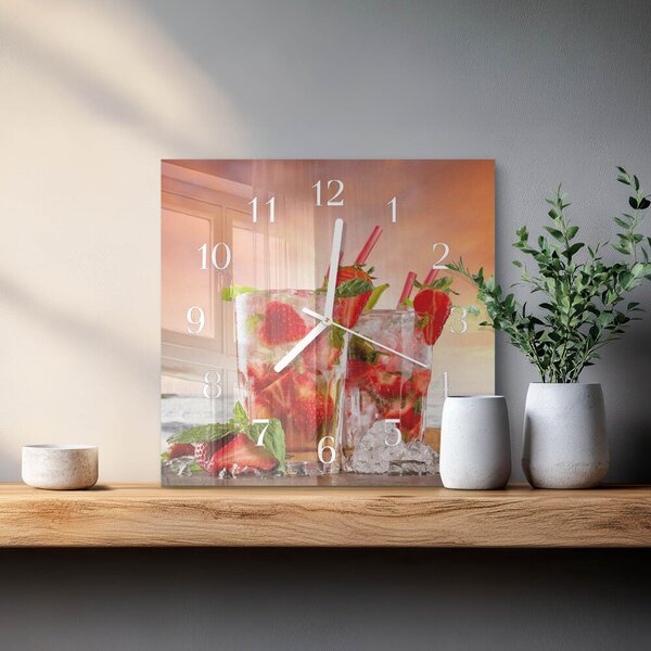 Skleněné hodiny Jahody zskb-30x30-00094857