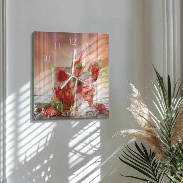 Skleněné hodiny Jahody zskb-30x30-00094857