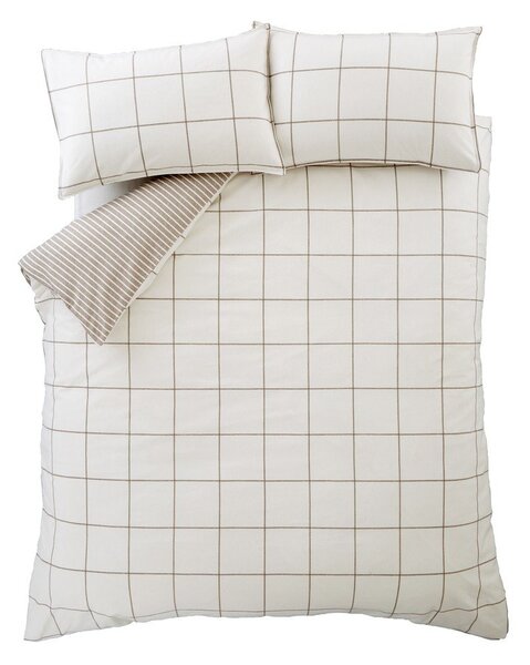 Krémové/taupe flanelové povlečení na jednolůžko 135x200 cm Brushed Regal Check – Bianca