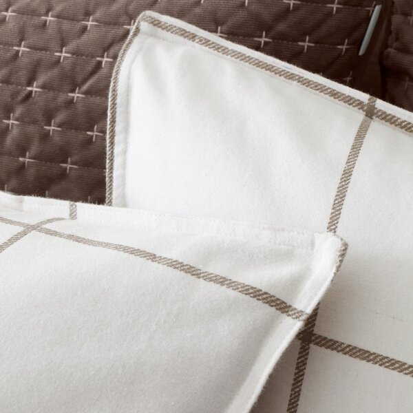 Krémové/taupe flanelové povlečení na jednolůžko 135x200 cm Brushed Regal Check – Bianca