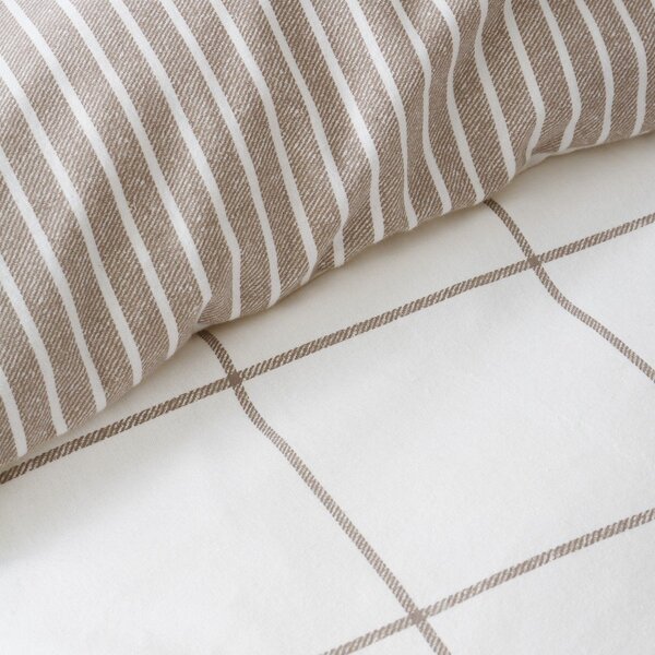 Krémové/taupe flanelové povlečení na jednolůžko 135x200 cm Brushed Regal Check – Bianca
