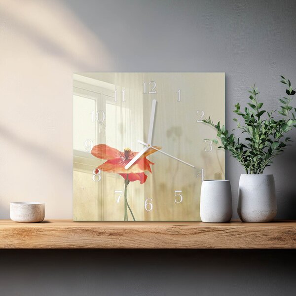 Skleněné hodiny Mák zskb-30x30-00082734