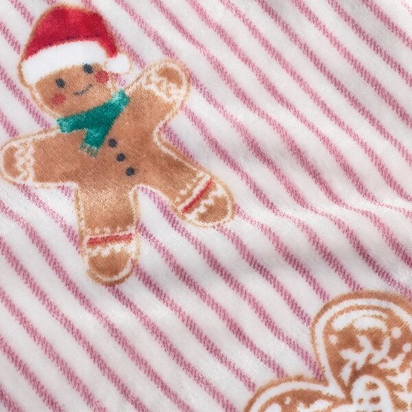 Červená/v přírodní barvě deka s vánočním motivem 170x130 cm Christmas Gingerbread Stripe – Catherine Lansfield
