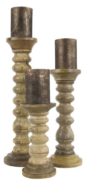 Dřevěný svícen Manu z mangového dřeva M - 11*11*30cm - Mars & More