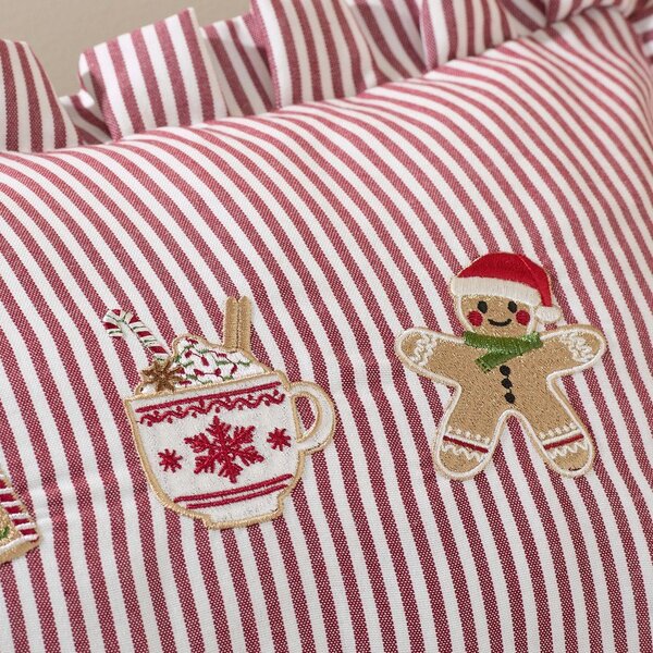 Dekorační polštář s vánočním motivem 30x50 cm Christmas Gingerbread Stripe – Catherine Lansfield
